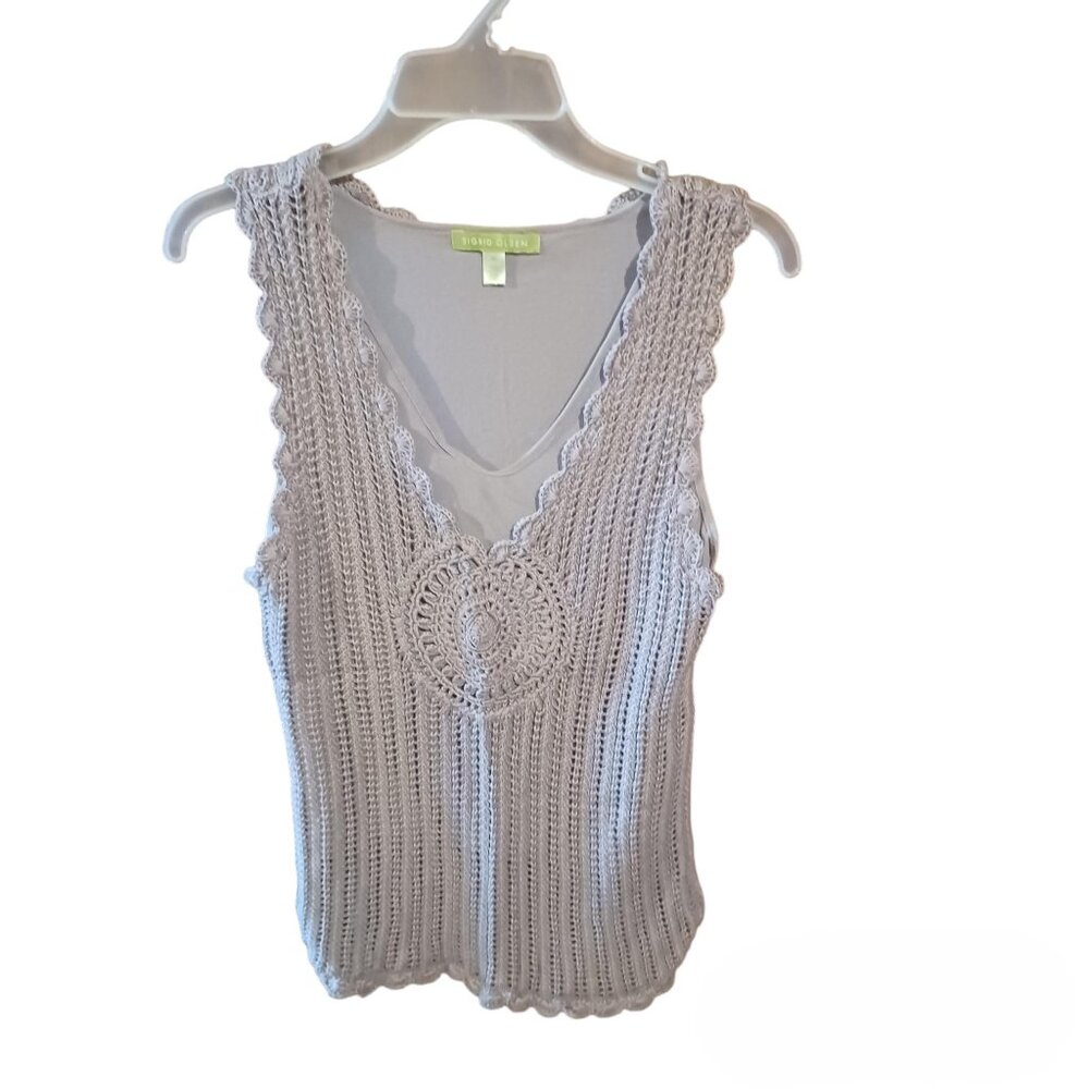 Sigrid Olsen Lined Crotched Knitted Tank Top EUC Sandstone